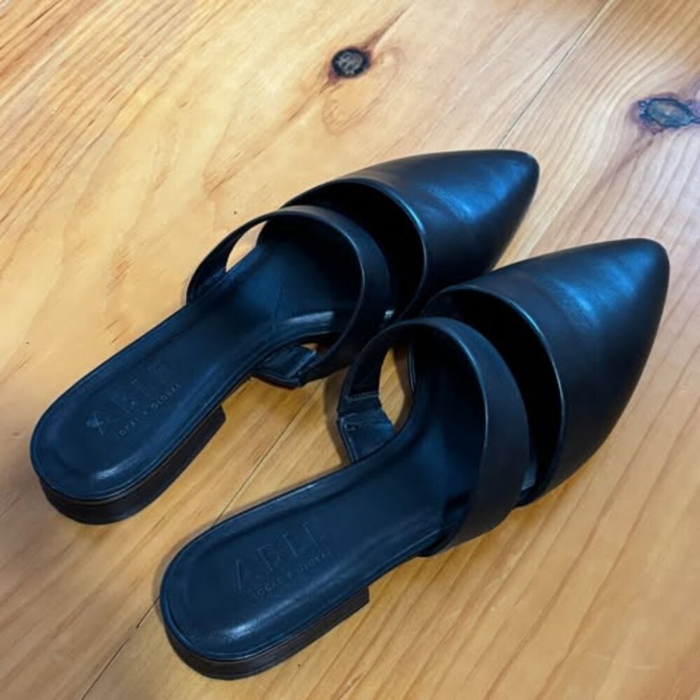 ABLE Josselyn Black Leather Mule - Size 9